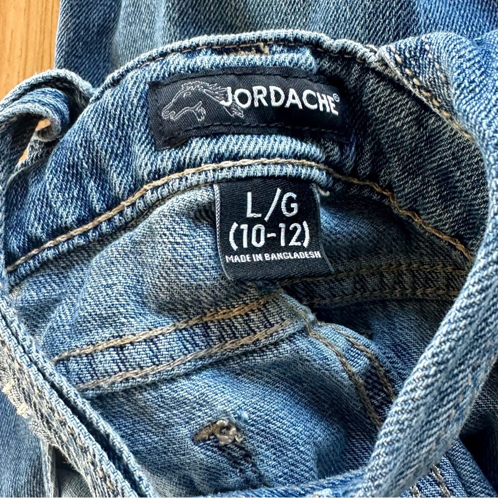 Jordache Distressed Denim Overalls Size L/G 10-12 - Picture 10 of 11